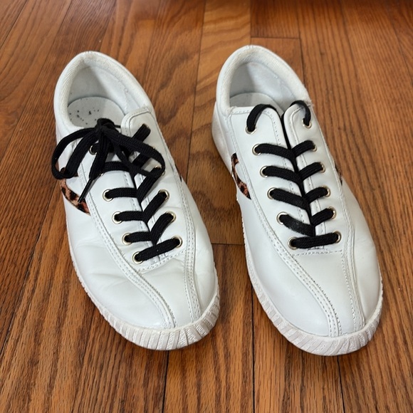 Anthropologie Tretorn Nylite Plus Sneaker Leather Shoe White Women's 9M leopard - Picture 3 of 10